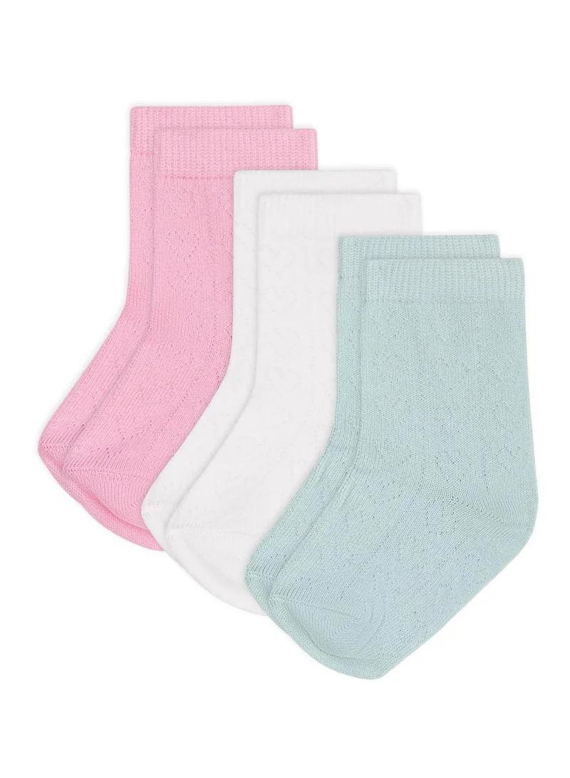 بيتي باتو Pack of 3 pairs of babies' heart-pattern openwork cotton socks